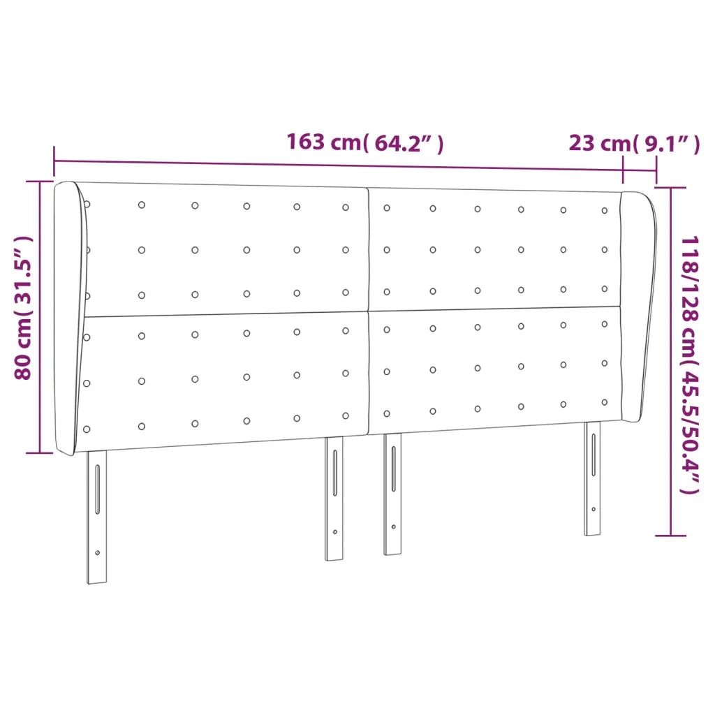 Testiera ad Orecchio Grigio Chiaro 163x23x118/128 cm in Velluto 3118444