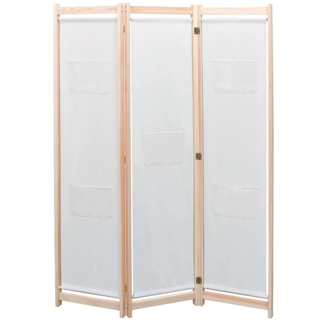 Paravento divisorio divisorio mobile decorativo 3 pannelli crema 120x4 cm tessuto 0802095