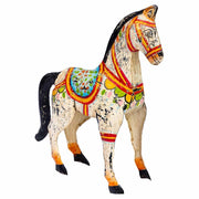Cavallo decorativo in metallo verniciato invecchiato 22x7x24