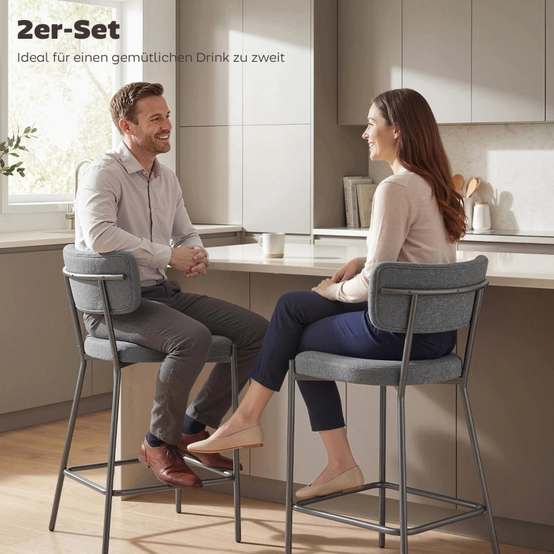 SGABELLO BAR Set da 2 pezzi Imbottito 49x53x93 cm Grigio