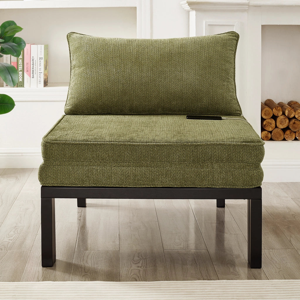 DIVANO LETTO pieghevole singolo 98x82x16 cm Velluto Verde USB Type-C