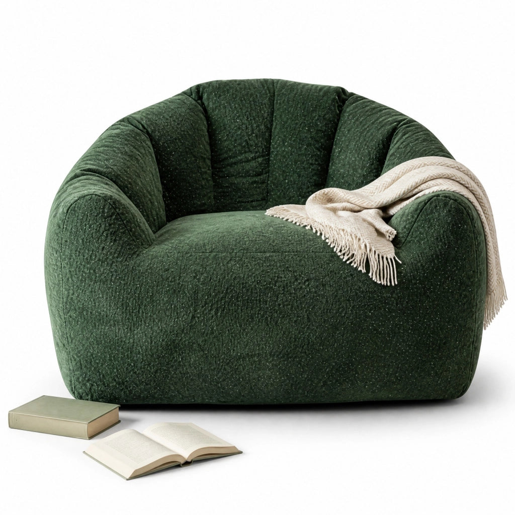 POLTRONA SACCO Rotonda Ergonomica Verde in Flanella