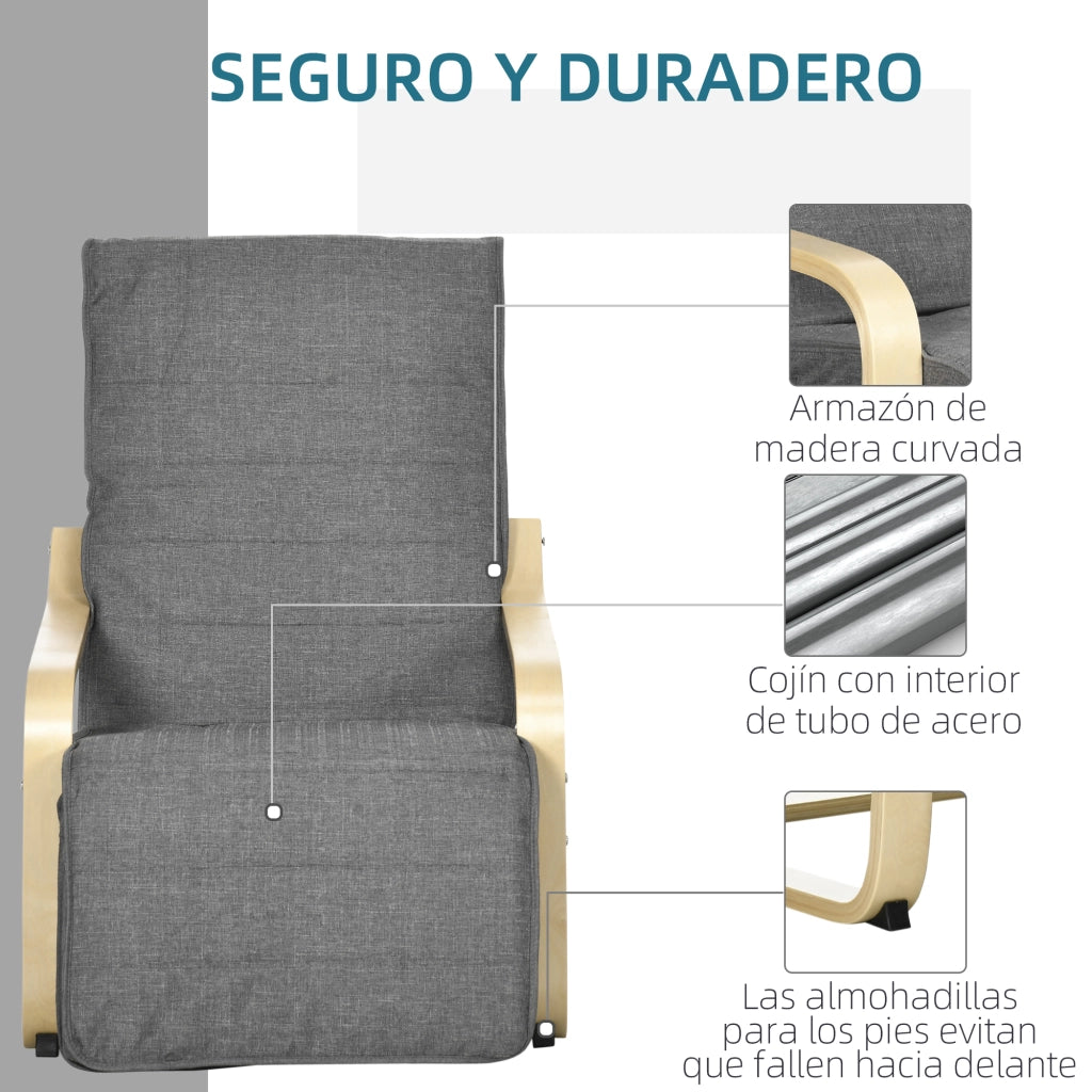 Poltrona relax con poggiapiedi reclinabile ¨C Xylo ¨C Tessuto grigio 66,5x94x100 cm