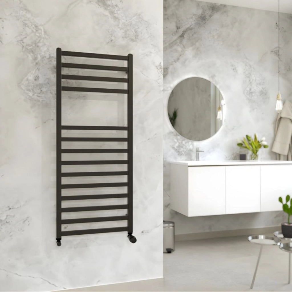 Termoarredo bagno scaldasalviette forma square calorifero termosifone nero opaco *** finitura- nero, misure h1200xl60...