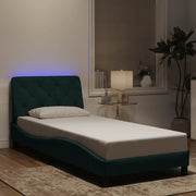 Giroletto con LED senza Materasso Verde Scuro 80x200 cm in Velluto