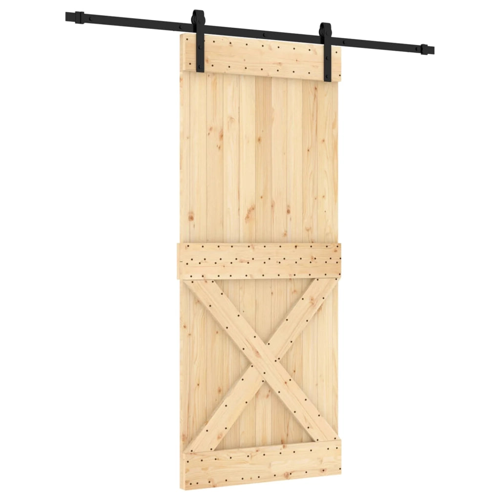 Porta scorrevole Naturale e Nero 85 x 210 cm 3444925