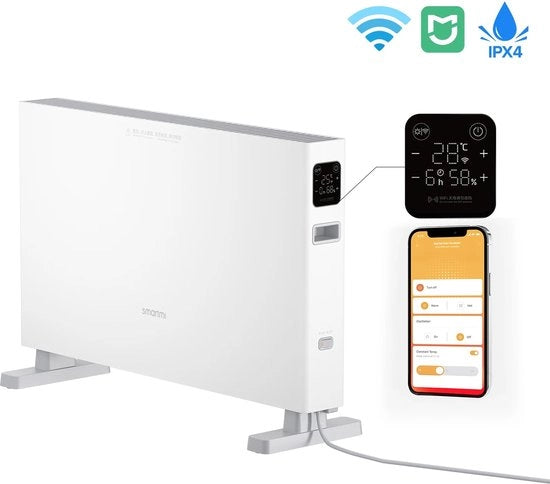 Convector Elettrico 2200W con Controllo APP - IPX4 Resistente all'Acqua - Convettore Silenzioso - Connettività WiFi e Compatibilità con Mi Home - Touchscreen e Regolazione della Temperatura Intelligente 16-28°C
