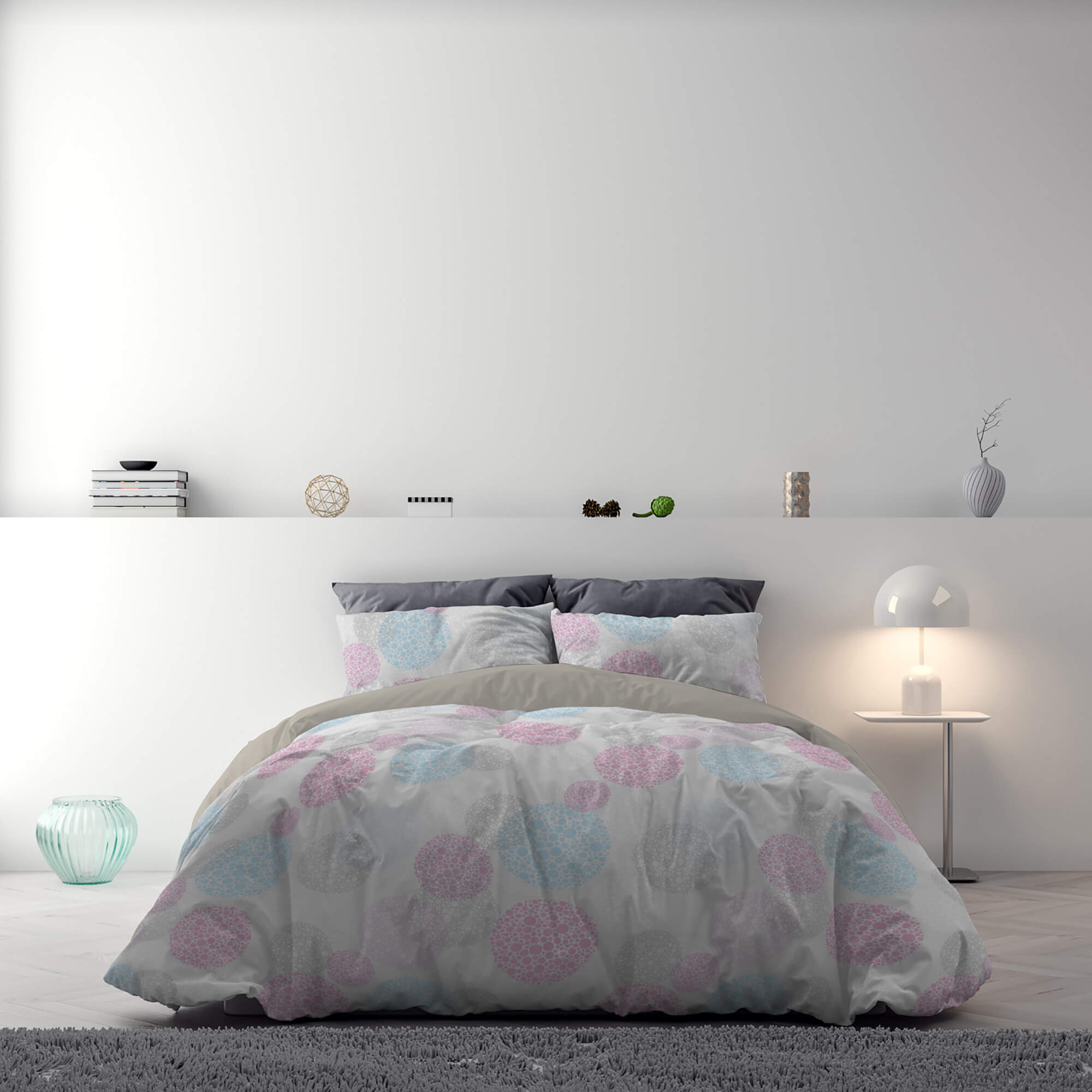 Copripiumino Singolo con Stampa sul Sacco e Federe Doubleface Molecole