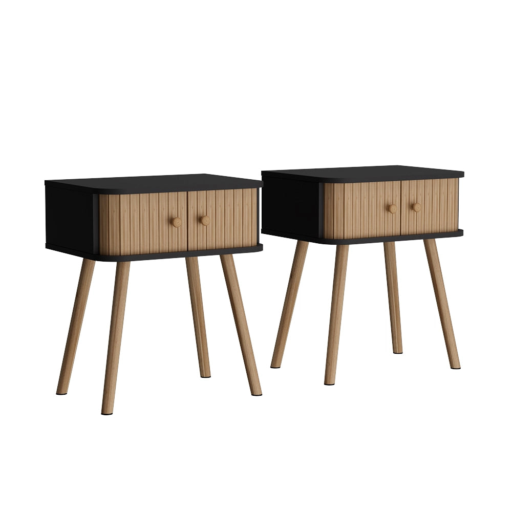 Vicco Comodino Antracite/bambù 40 x 47 cm Set di 2