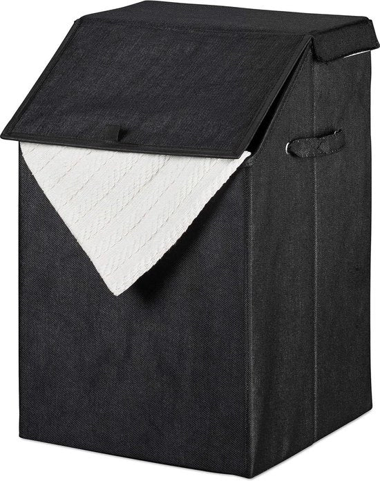 Asciugamano pieghevole con coperchio e maniglia - design angolato - 56 L - HBT 55 x 37 x 38 cm - nero