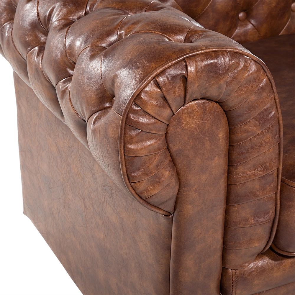 Poltrona Chesterfield marrone Vera Pelle trapuntata in stile Contemporaneo