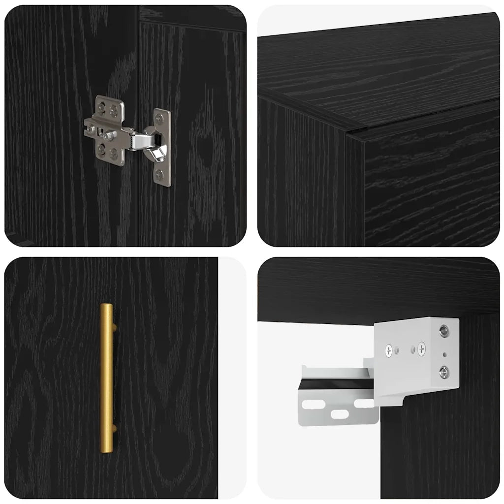 Mobile a muro 2 pcs Rovere Nero 69,5 x 34 x 90 cm 3415595