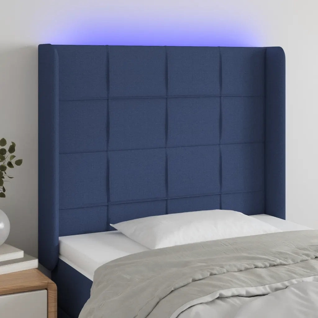 Testiera | Testata a LED Blu 93x16x118/128 cm in Tessuto