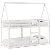 Letto singolo | Letto per adulti | Letto a Castello con Tetto Bianco 90x200 cm in Legno di Pino