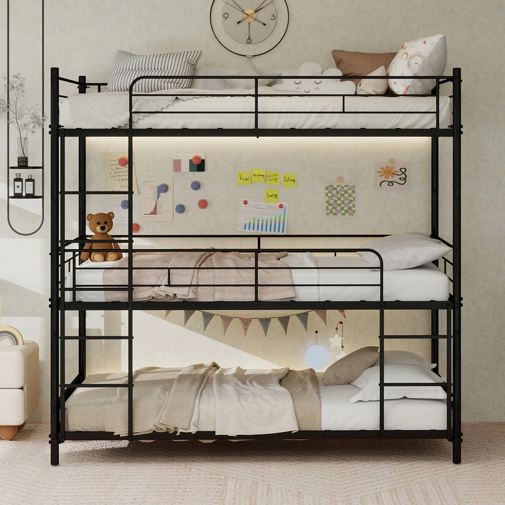 Letto a Castello Triplo con Scala e Ringhiera ¨C Xylo ¨C Legno, per Bambini e Adulti