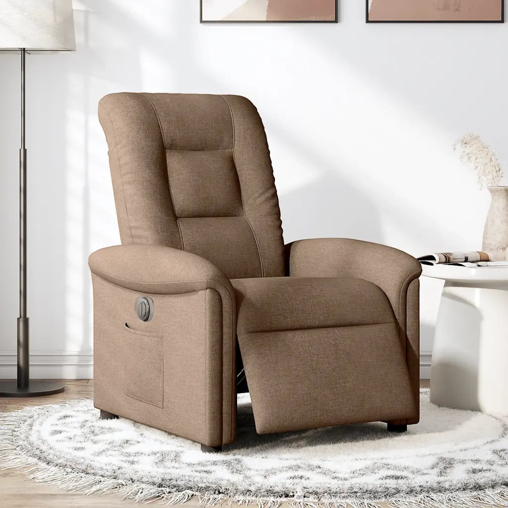 Poltrona | Sedia Relax Elettrica Reclinabile Marrone in Tessuto