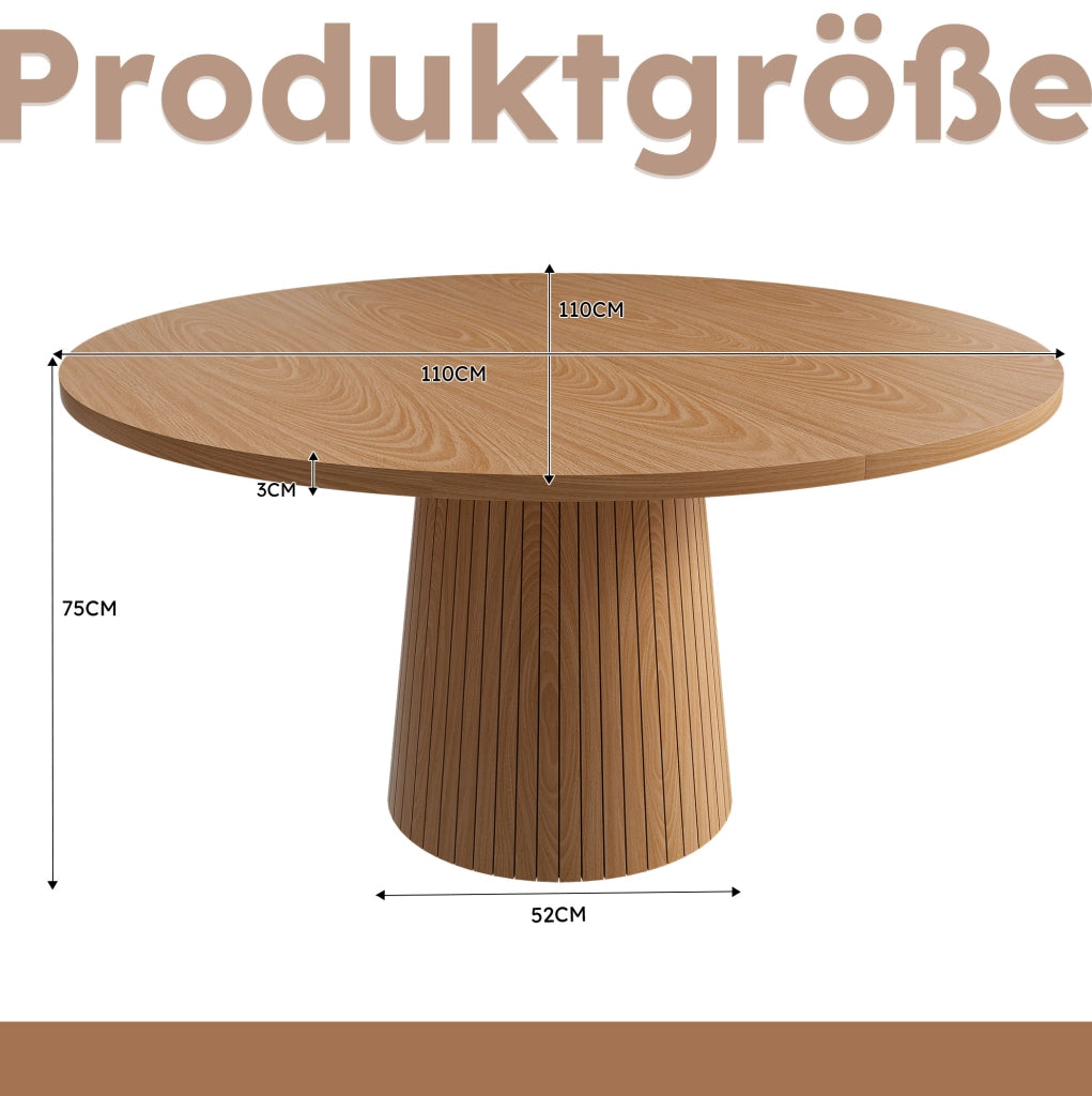 Tavolo da pranzo rotondo Ø110 cm effetto rovere