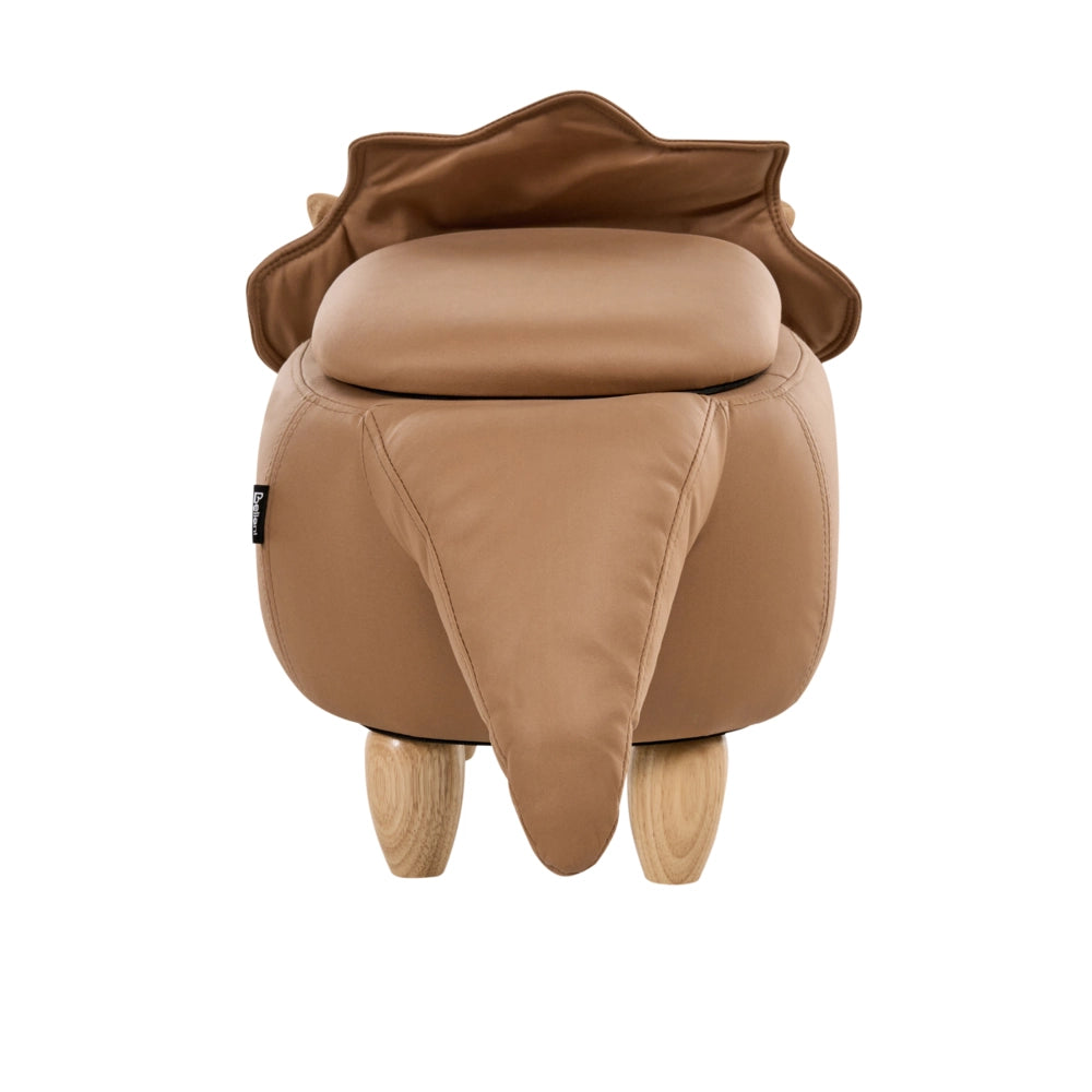 Animale Triceratopo Sgabello per bambini Tessuto in poliestere marrone Gambe in legno imbottite contenitore Poggiapiedi cameretta