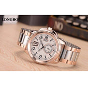 Trade Shop - Orologio Polso Acciaio Longbo Uomo Silver Rosa Oro Classico Elegante Waterproof -