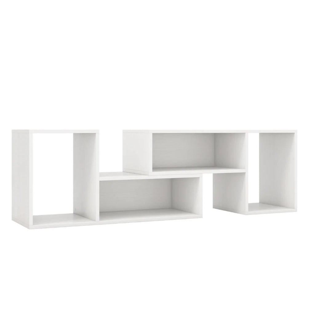 Mobile TV consolle con ripiani regolabili e design minimalista per TV fino a 60 pollici in legno ingegnerizzato bianco 20_0012796