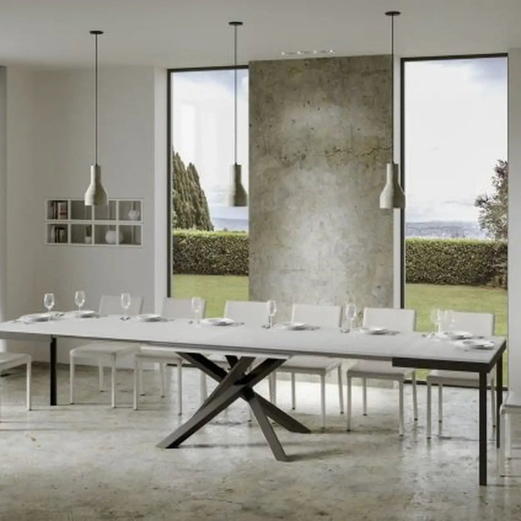 Tavolo allungabile 180/440x90 cm Volantis Evolution colore bianco frassino telaio e gambe antracite