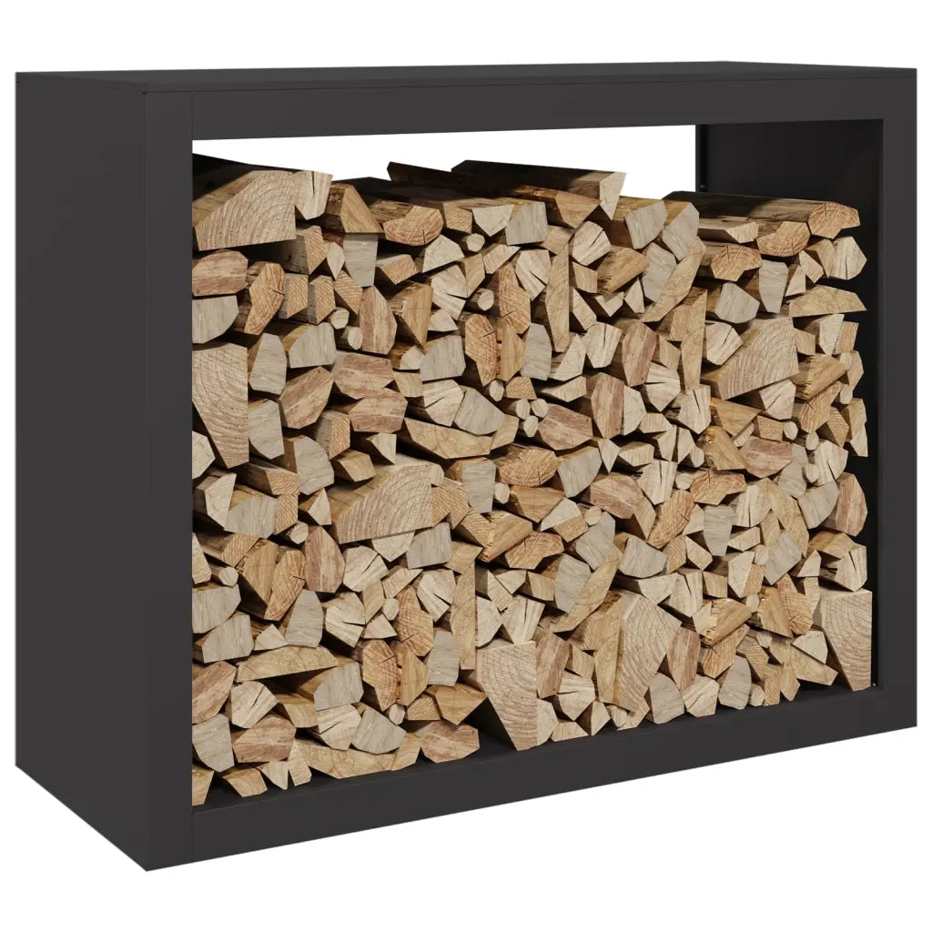 Rastrelliera per Legna da Ardere-Portalegna Nera 100x40x80 cm in Acciaio