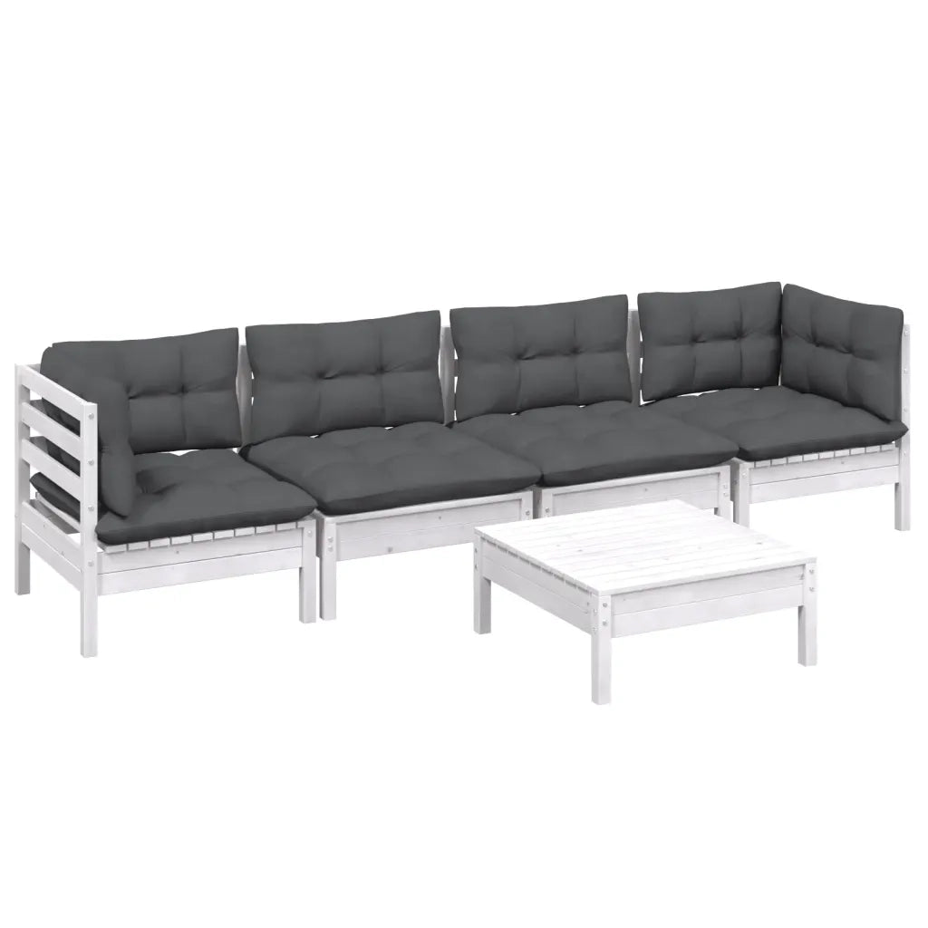 Set Divani da Giardino 5 pz con Cuscini in Massello di Pino cod mxl 44467