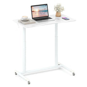 Scrivania mobile a forma di C 95 x 52 x 70-106 cm facilmente regolabile con ruote in metallo bianco bloccabili 20_0010924