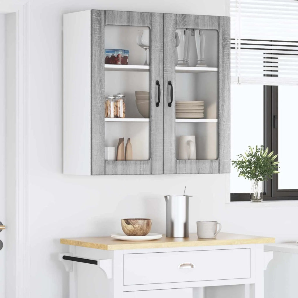 Mobile in vetro da parete LUCCA Grigio Sonoma 80 x 31 x 80 cm
