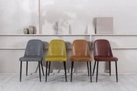 E-STYLO Sedia da pranzo in soft touch grigio chiaro e gambe in metallo nero, 52cm X 45cm H. 85cm.