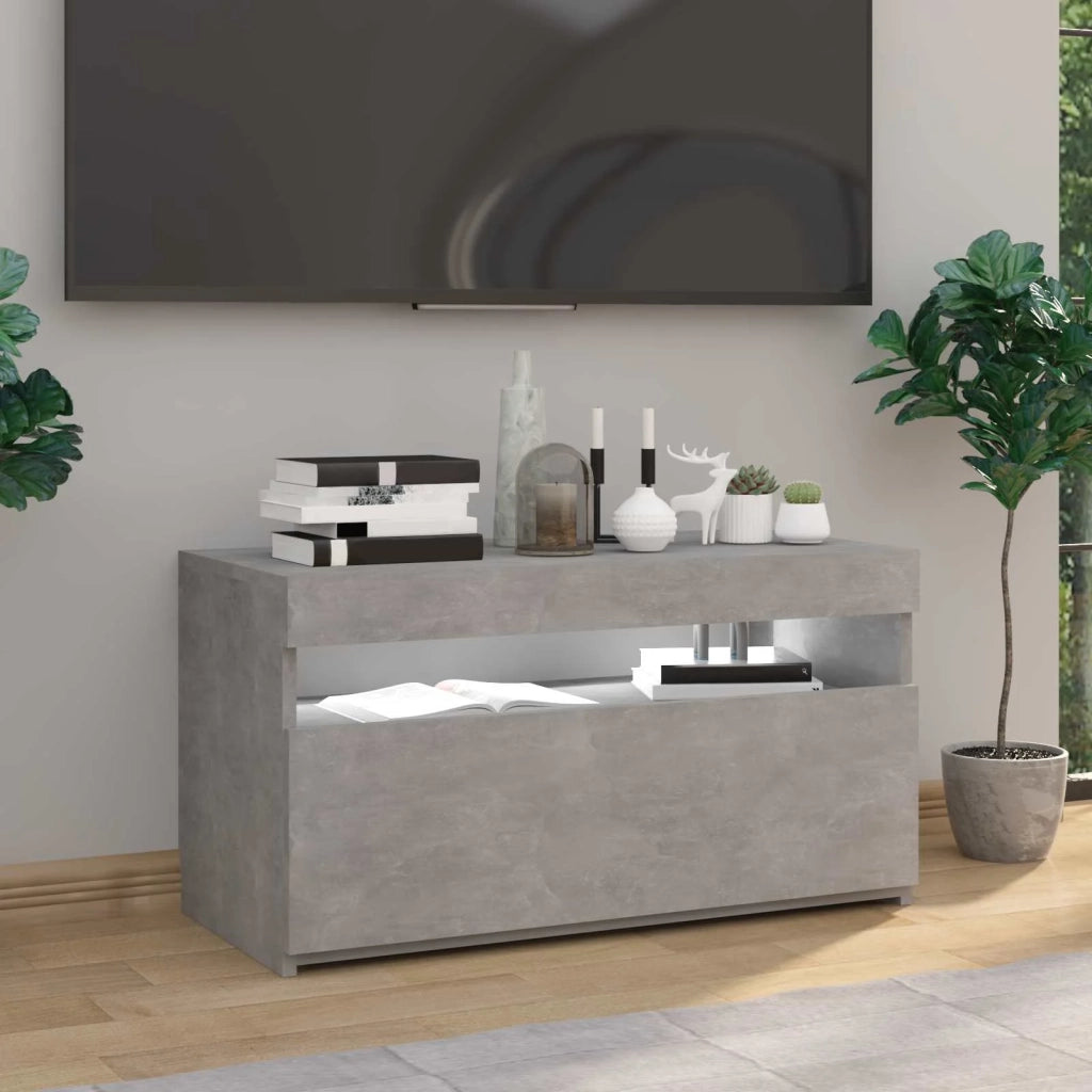Mobile Porta TV con Luci LED Grigio Cemento 75x35x40 cm 804399
