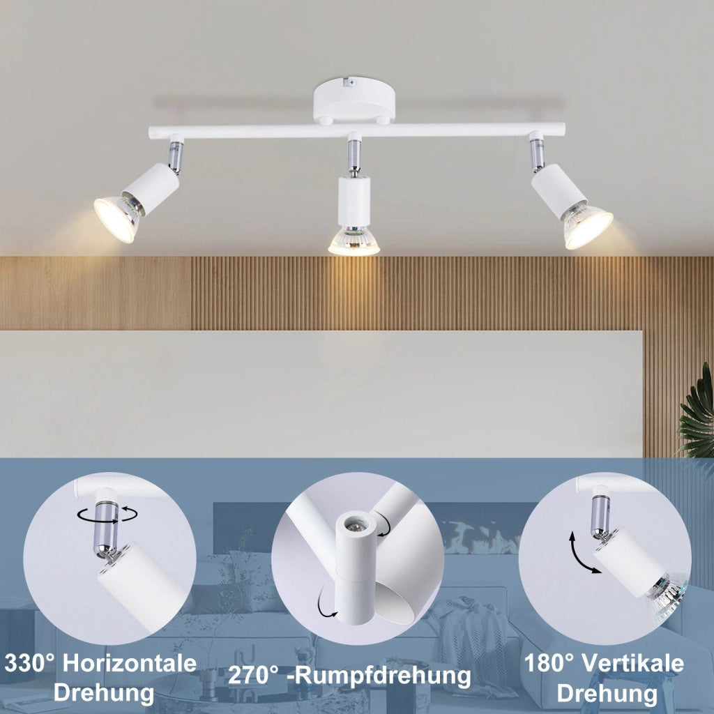 ZMH Lampada da soffitto faretto orientabile 330° bianco moderno GU10 per camera letto soggiorno interno