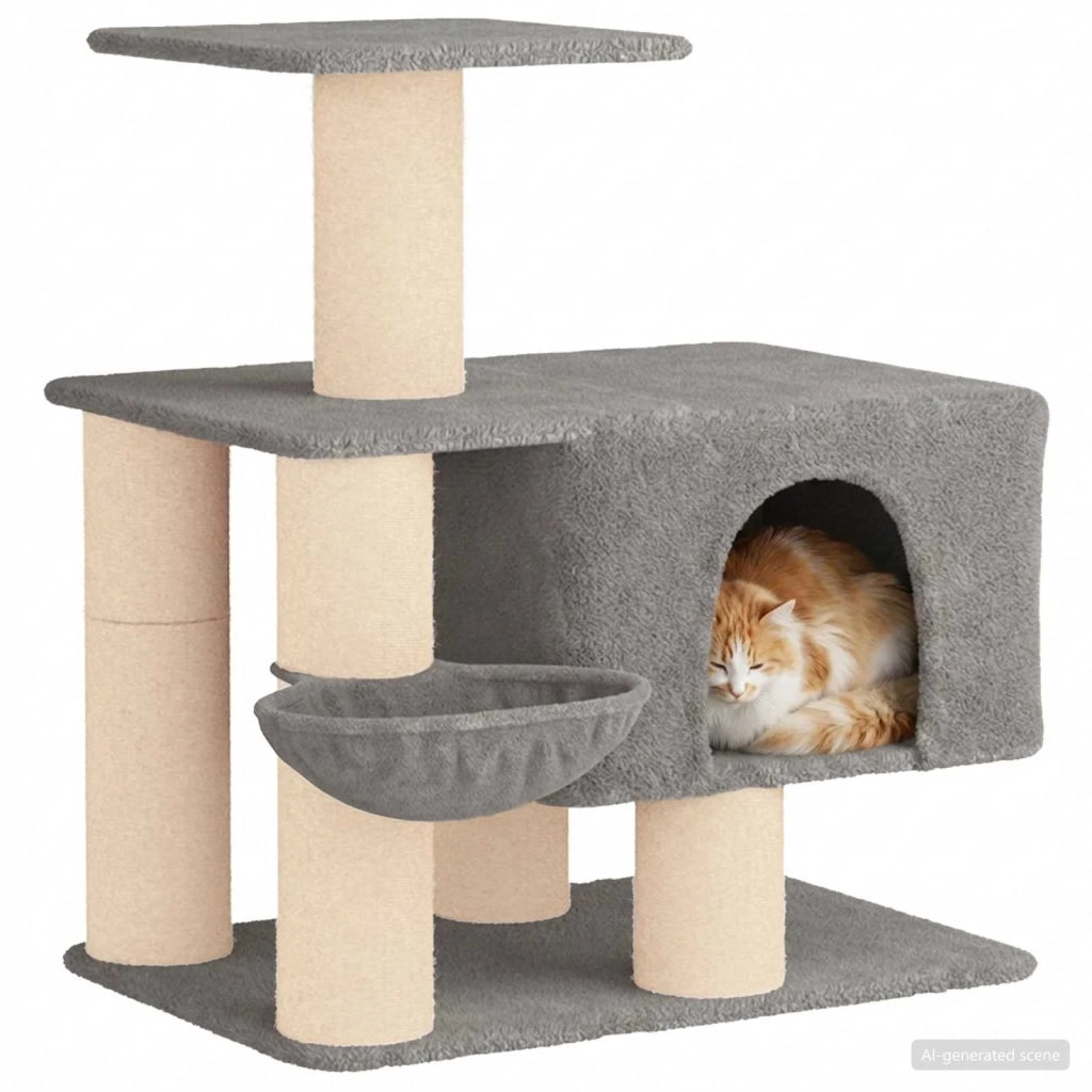 Albero per gatti con pali per graffiare in sisal Grigio Chiaro 42033055