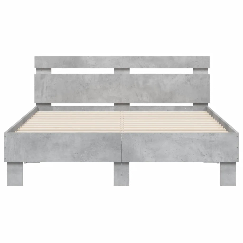 Letto matrimoniale | Letto per adulti | Giroletto Testiera Grigio Cemento 120x190 cm Legno Multistrato
