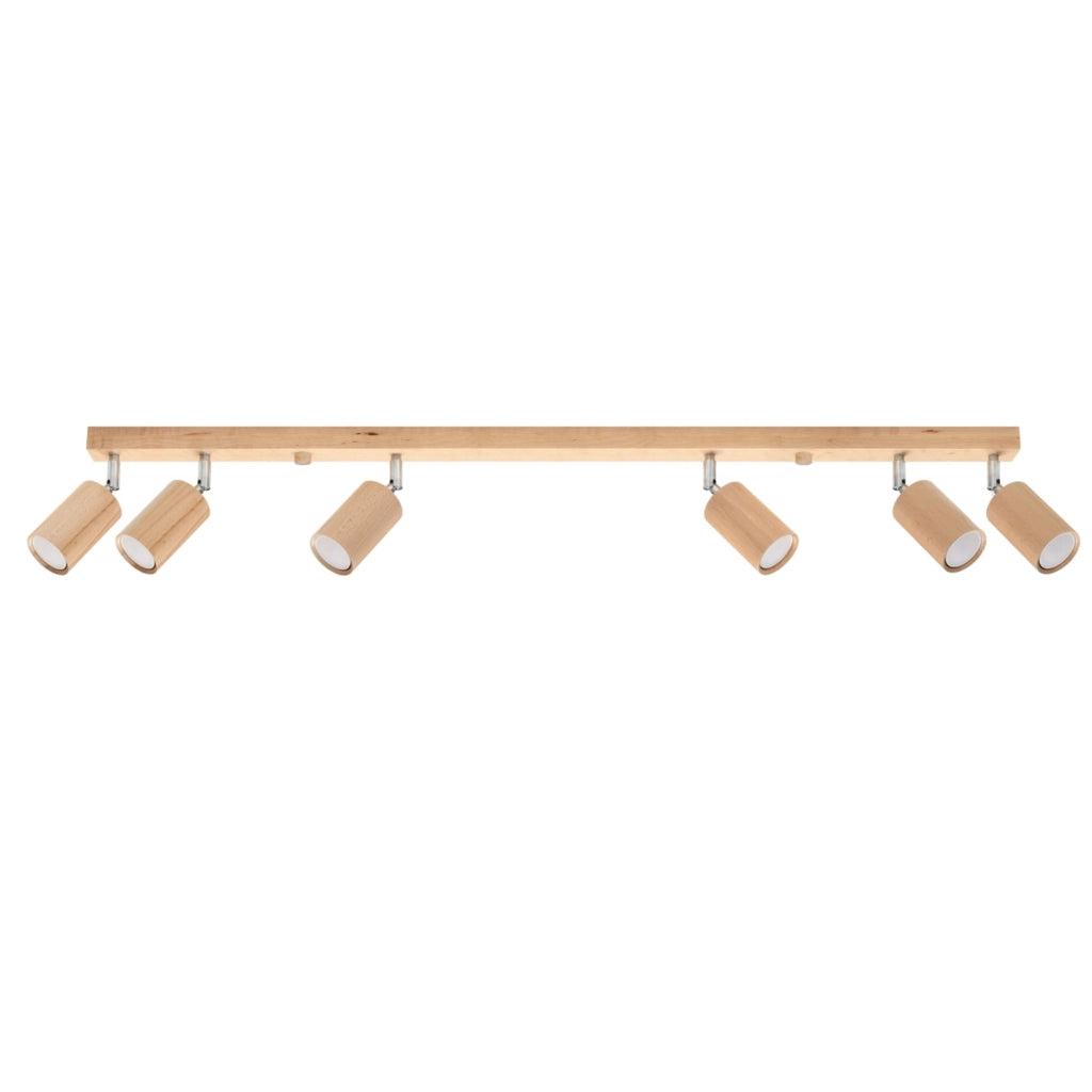 Plafoniera MONTAN 6 faretti legno naturale Pure Lume