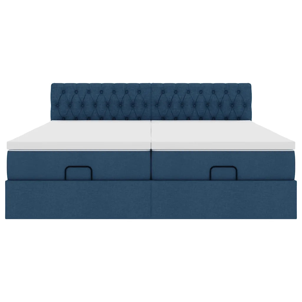 Struttura Letto Pouf con Materassi Blu 180x200cm in Tessuto 3312021