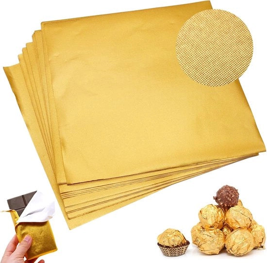 100 pezzi di carta di alluminio dorata per avvolgere caramelle - 20×20cm carta per caramelle dorata - confezione di cioccolato dorata - carta di alluminio quadrata per avvolgere regali per decorazione DIY e negozio