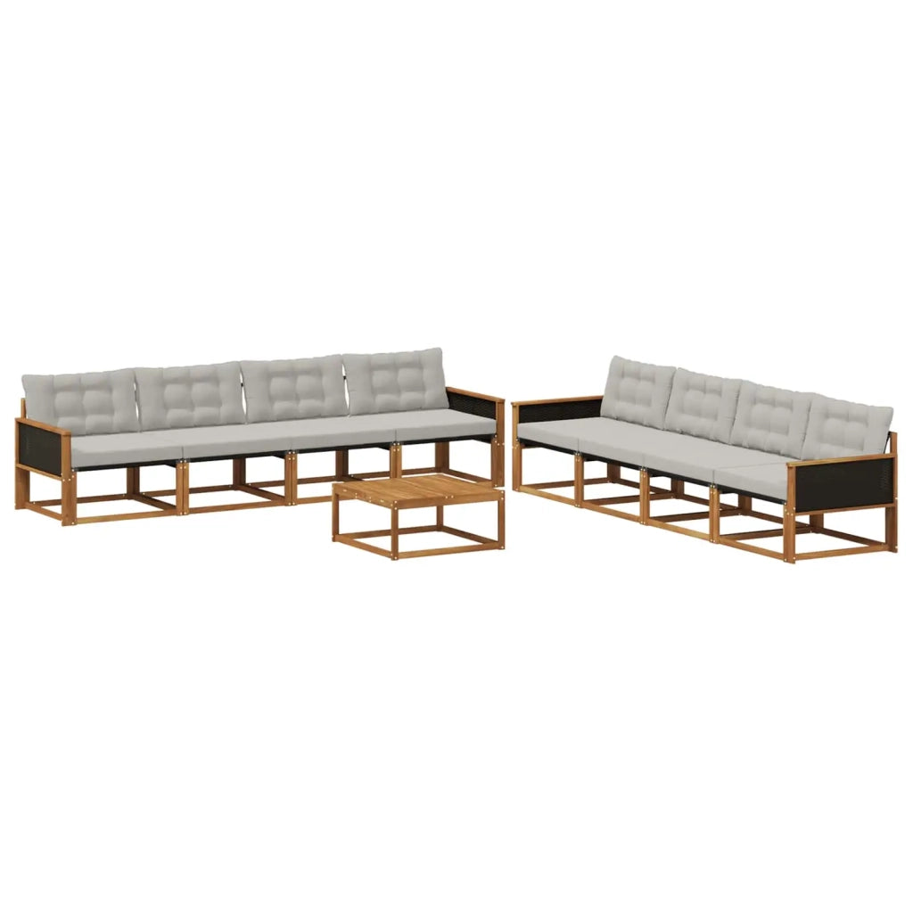 Set di divani da esterno 9 pcs Naturale e Grigio Chiaro 3381319