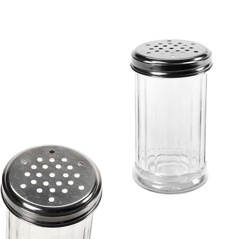 SPARGITORE IN VETRO TRASPARENTE DOSATORE IN ACCIAIO MULTIUSO DA CUCINA 8X14H CM