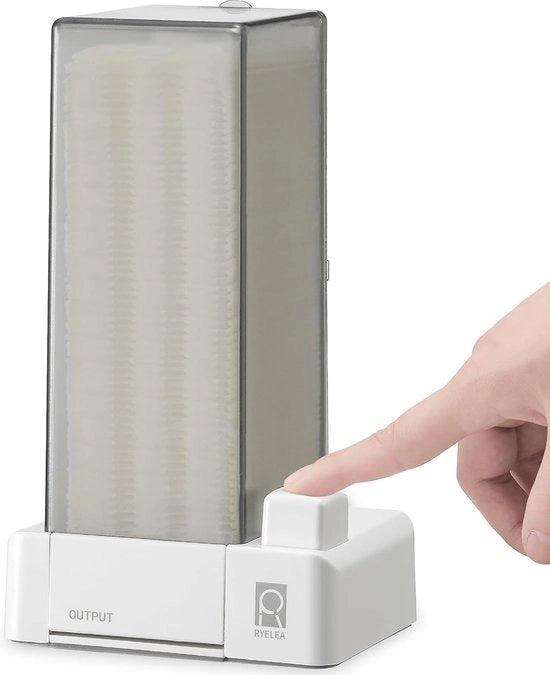 Dispensatore di dischetti di carta assorbente, con 55 dischetti, contenitore di carta assorbente automatico per rimuovere il trucco, opzionale per l'installazione a muro, design chiuso, impermeabile al polveroso, igienico (grigio)