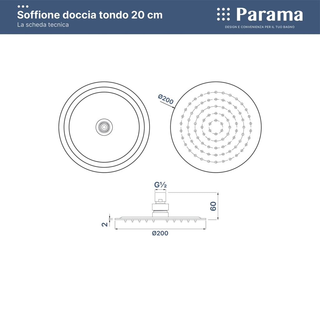 Set doccia cromato - Miscelatore incasso 2 vie Greta, braccio 30cm, soffione slim 20cm e doccino
