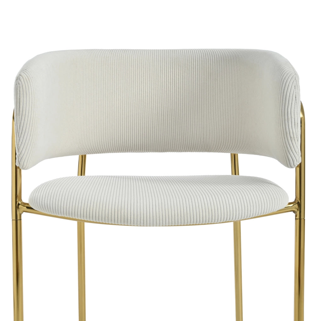 Sedia da pranzo beige in velluto a coste con gambe inclinate