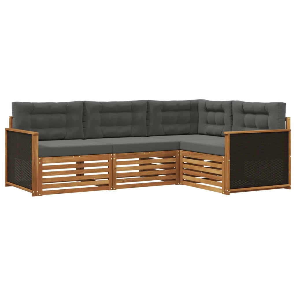 Set di divani da esterno 4 pz Naturale e Antracite Poliestere 3383285