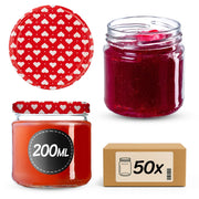 Barattoli per conserve KADAX Lerma 200 ml 50 pezzi 66 mm + coperchi "Cuori"