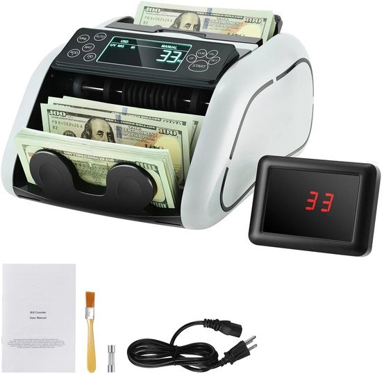 Contatore automatico con rilevamento UV, MG, IR e DD, valuta USD e EUR, grande schermo LCD e display esterno per piccole imprese