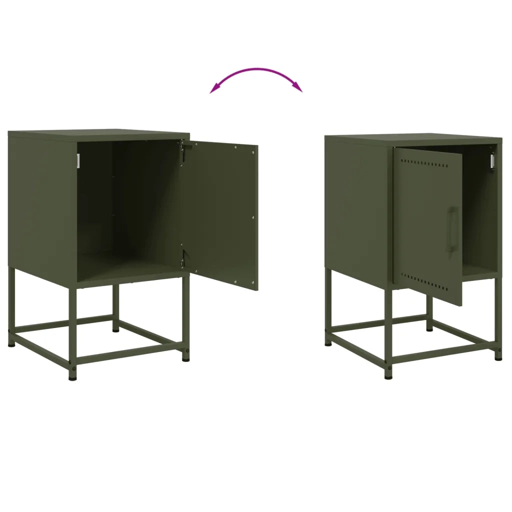 Comodini 2 pz Verde Oliva 36x39x60,5 cm in Acciaio