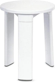 Sedia rotonda con tre gambe in plastica resistente - facile da pulire - colore bianco - finitura lucida