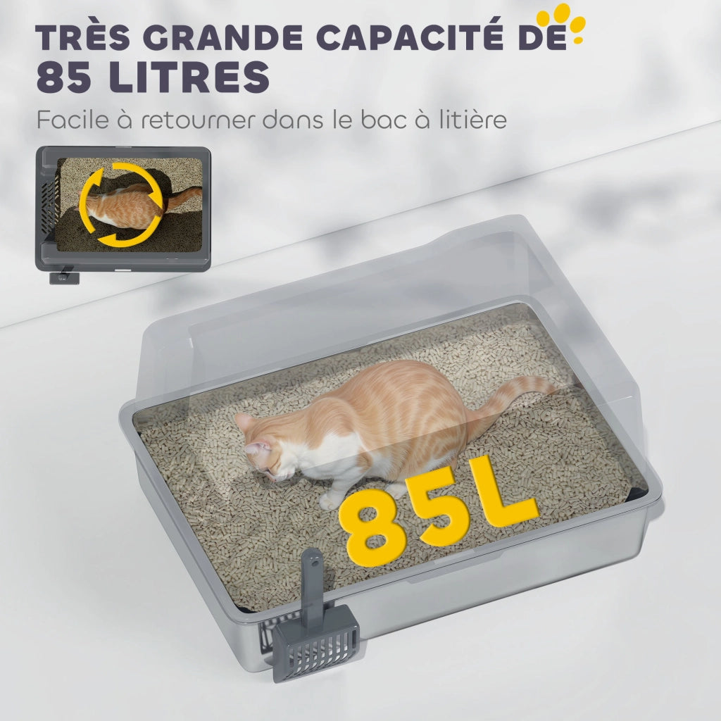 Casetta igienica per gatti in acciaio ¨C zephmum ¨C grigio 71x50,8x35,5 cm