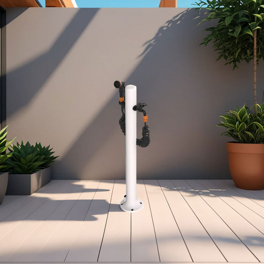 Fontana da Giardino in Alluminio Tubo 7,5 m e Pistola a Spruzzo con 8 Getti Sined Alu Bianco