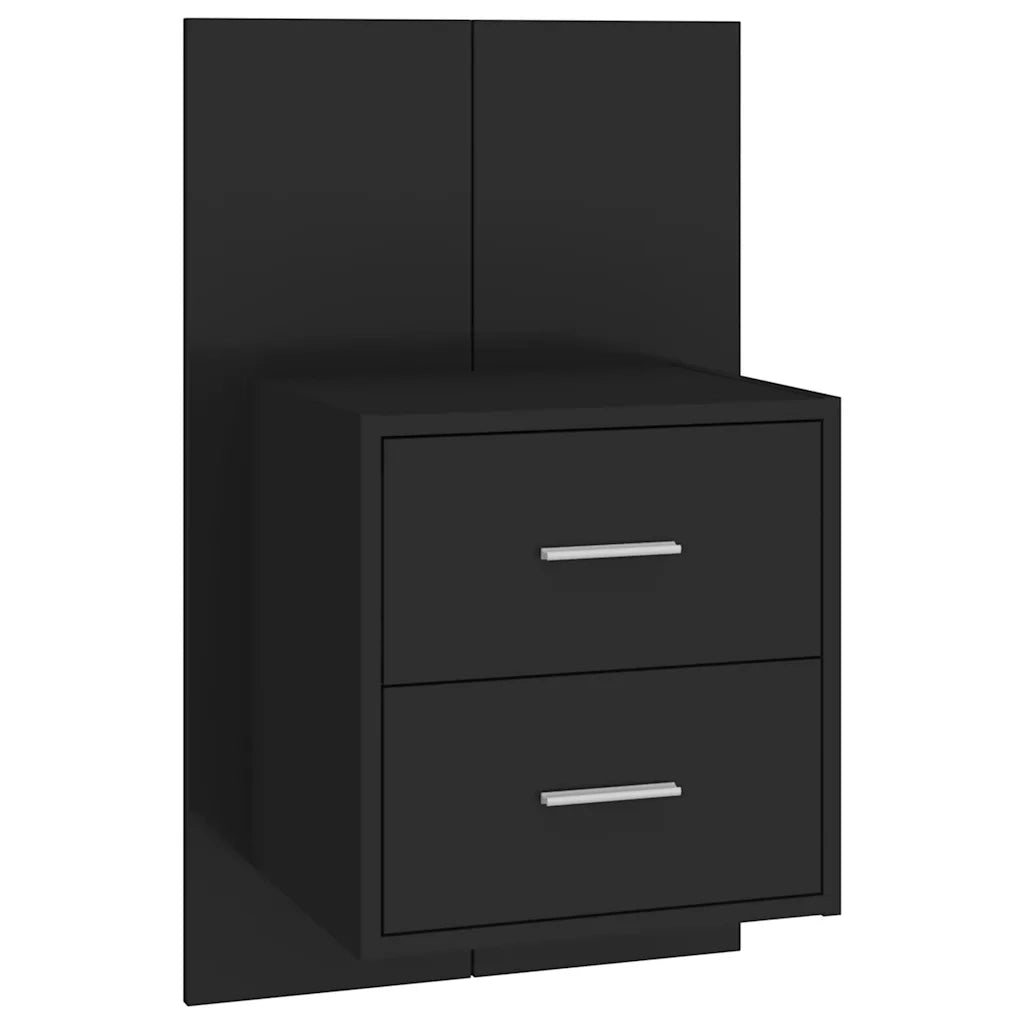Comodino a Parete-Tavolino da notte sospeso Nero 360872